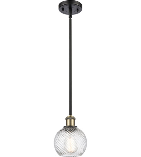 Innovations Lighting 516-1S-BAB-G1214-6 Ballston Small Twisted Swirl 1 Light 6 inch Black Antique Brass Pendant Ceiling Light, Ballston