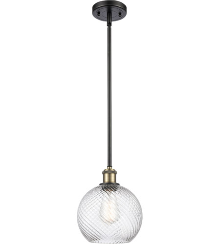 Innovations Lighting 516-1S-BAB-G1214-8-LED Ballston Twisted Swirl LED 8 inch Black Antique Brass Pendant Ceiling Light, Ballston