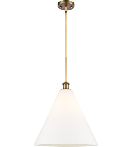 Innovations Lighting 516-1S-BB-GBC-161-LED Ballston Cone LED 16 inch Brushed Brass Pendant Ceiling Light in Matte White Glass