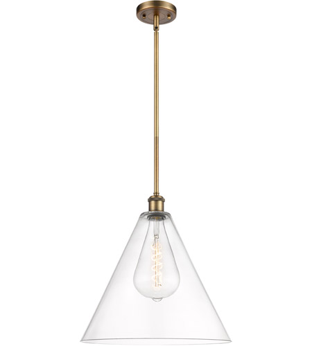 Innovations Lighting 516-1S-BB-GBC-162 Ballston Cone 1 Light 16 inch Brushed Brass Pendant Ceiling Light in Clear Glass
