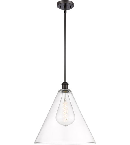 Innovations Lighting 516-1S-OB-GBC-162-LED Ballston Cone LED 16 inch Oil Rubbed Bronze Pendant Ceiling Light in Clear Glass
