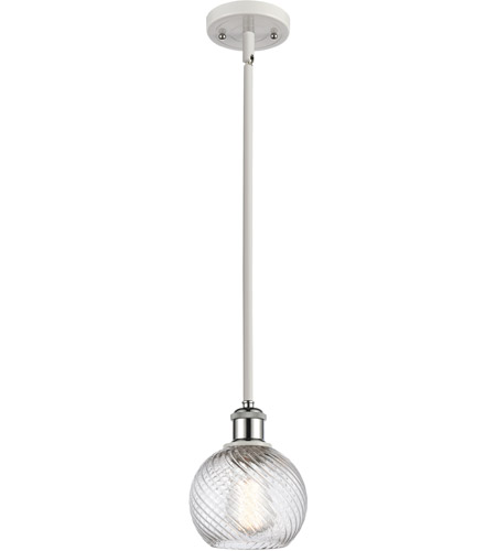 Innovations Lighting 516-1S-WPC-G1214-6-LED Ballston Small Twisted Swirl LED 6 inch White and Polished Chrome Pendant Ceiling Light, Ballston