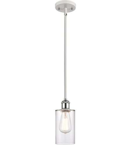 Innovations Lighting 516-1S-WPC-G802-LED Ballston Clymer LED 4 inch White and Polished Chrome Pendant Ceiling Light in Clear Glass, Ballston