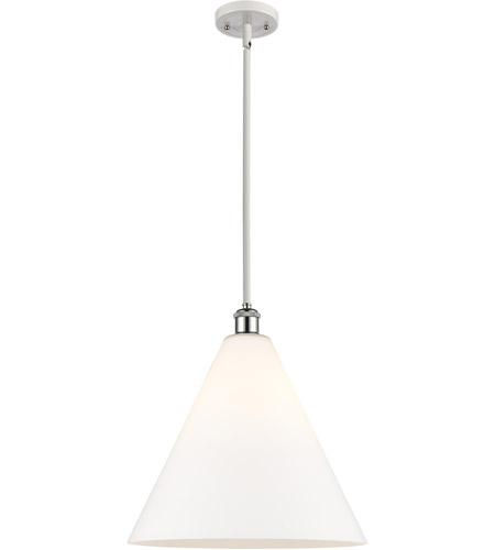 Innovations Lighting 516-1S-WPC-GBC-161 Ballston Cone 1 Light 16 inch White and Polished Chrome Pendant Ceiling Light in Matte White Glass