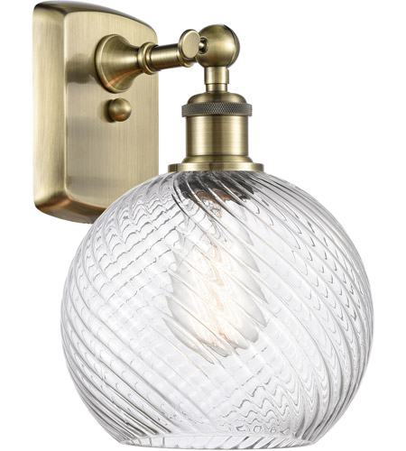 Innovations Lighting 516-1W-AB-G1214-8 Ballston Twisted Swirl 1 Light 8 inch Antique Brass Sconce Wall Light in Incandescent, Athens, Twisted Swirl Glass, Ballston photo