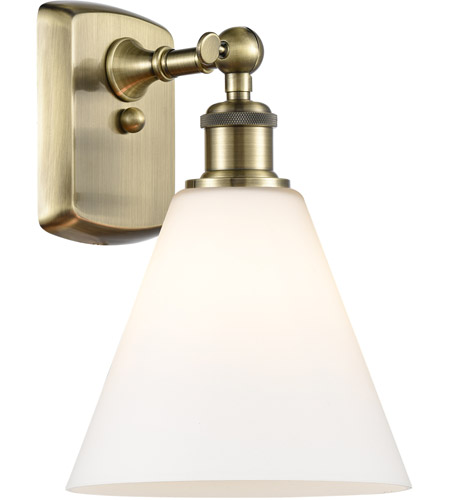 Innovations Lighting 516-1W-AB-GBC-81-LED Ballston Cone LED 8 inch Antique Brass Sconce Wall Light in Matte White Glass