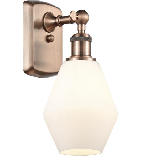 Innovations Lighting 516-1W-AC-G651-6-LED Ballston Cindyrella LED 6 inch Antique Copper Sconce Wall Light in Matte White Glass