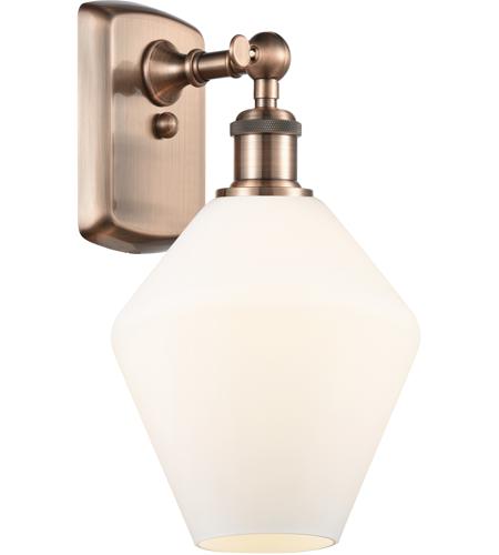Innovations Lighting 516-1W-AC-G651-8-LED Ballston Cindyrella LED 8 inch Antique Copper Sconce Wall Light in Matte White Glass