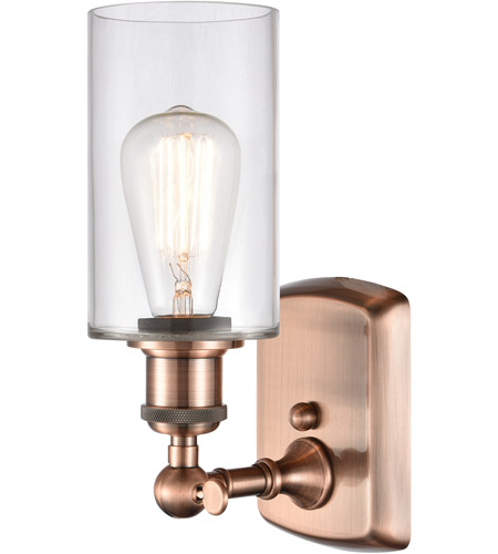 Innovations Lighting 516-1W-AC-G802-LED Ballston Clymer LED 4 inch Antique Copper Sconce Wall Light in Clear Glass, Ballston 516-1W-AC-G802_2.jpg