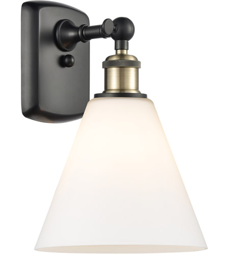 Innovations Lighting 516-1W-BAB-GBC-81 Ballston Cone 1 Light 8 inch Black Antique Brass and Matte Black Sconce Wall Light in Matte White Glass