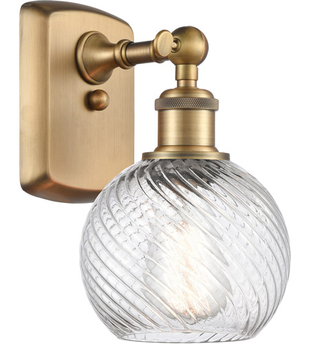 Innovations Lighting 516-1W-BB-G1214-6-LED Ballston Small Twisted Swirl LED 6 inch Brushed Brass Sconce Wall Light, Ballston