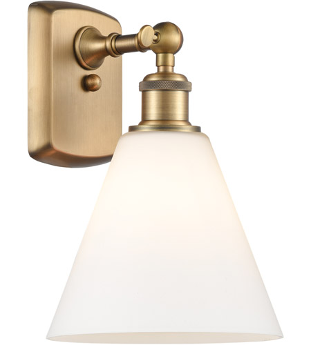 Innovations Lighting 516-1W-BB-GBC-81 Ballston Cone 1 Light 8 inch Brushed Brass Sconce Wall Light in Matte White Glass