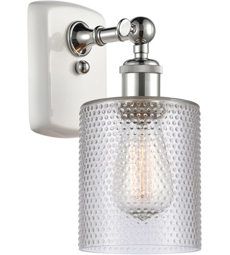 Innovations Lighting 516-1W-WPC-G112 Ballston Cobbleskill 1 Light 5 inch White and Polished Chrome Sconce Wall Light in Clear Glass, Ballston