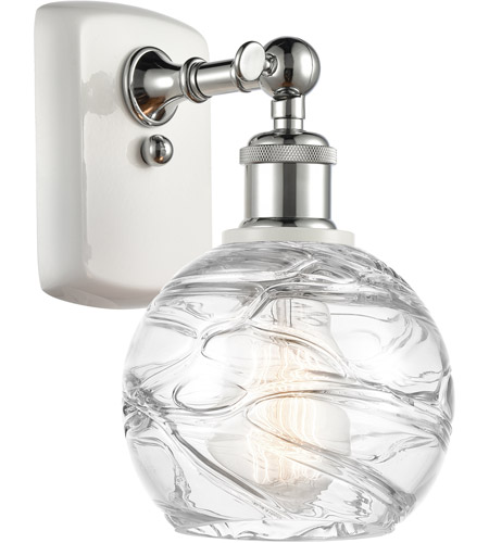 Innovations Lighting 516-1W-WPC-G1213-6 Ballston Small Deco Swirl 1 Light 6 inch White and Polished Chrome Sconce Wall Light, Ballston