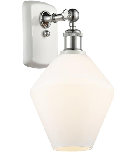 Innovations Lighting 516-1W-WPC-G651-8 Ballston Cindyrella 1 Light 8 inch White and Polished Chrome Sconce Wall Light in Incandescent, Matte White Glass