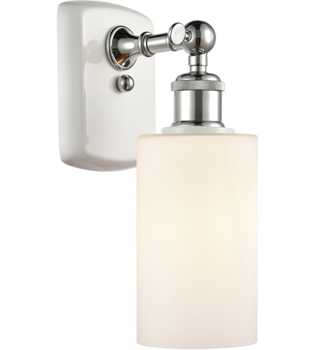 Innovations Lighting 516-1W-WPC-G801 Ballston Clymer 1 Light 4 inch White and Polished Chrome Sconce Wall Light in Matte White Glass, Ballston photo