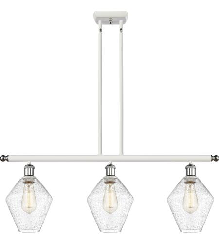 Innovations Lighting 516-3I-WPC-G654-8 Ballston Cindyrella 3 Light 36 inch White and Polished Chrome Island Light Ceiling Light in Incandescent, Seedy Glass