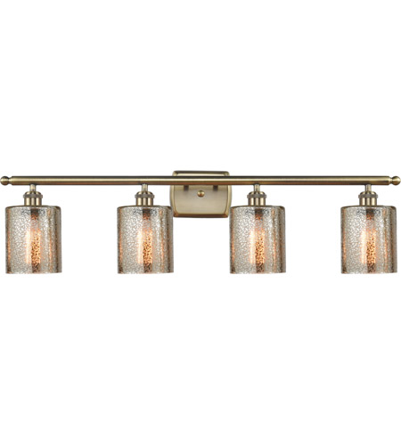 Innovations Lighting 516-4W-AB-G116-LED Ballston Cobbleskill LED 36 inch Antique Brass Bath Vanity Light Wall Light in Mercury Glass, Ballston