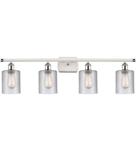Innovations Lighting 516-4W-WPC-G112-LED Ballston Cobbleskill LED 36 inch White and Polished Chrome Bath Vanity Light Wall Light in Clear Glass, Ballston