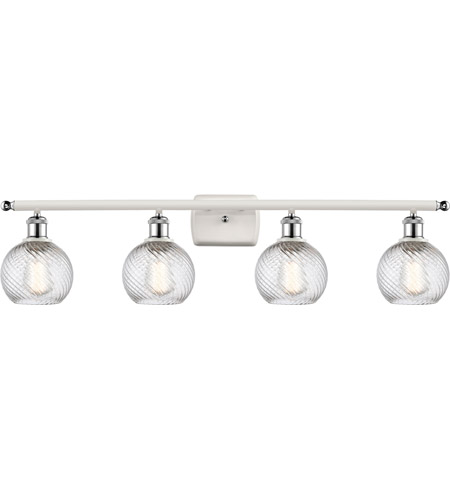 Innovations Lighting 516-4W-WPC-G1214-6-LED Ballston Small Twisted Swirl LED 36 inch White and Polished Chrome Bath Vanity Light Wall Light, Ballston