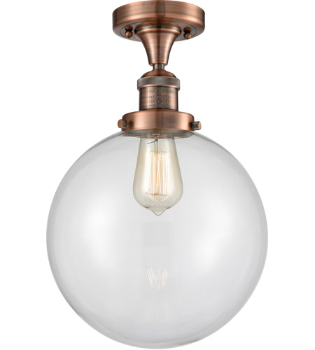 Innovations Lighting 517-1CH-AC-G202-10 Franklin Restoration X-Large Beacon 1 Light 10 inch Antique Copper Semi-Flush Mount Ceiling Light in Clear Glass, Franklin Restoration photo