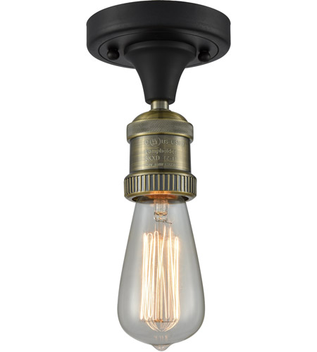 Innovations Lighting 517NH-1C-BBB-LED Bare Bulb LED 5 inch Black Brushed Brass Semi-Flush Mount Ceiling Light