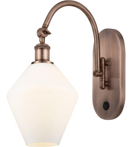 Innovations Lighting 518-1W-AC-G651-8 Ballston Cindyrella 1 Light 8 inch Antique Copper Sconce Wall Light in Incandescent, Matte White Glass