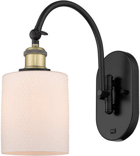 Innovations Lighting 518-1W-BAB-G111-LED Ballston Cobbleskill LED 5 inch Black Antique Brass Sconce Wall Light
