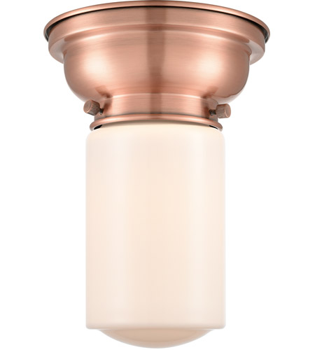 Innovations Lighting 623-1F-AC-G311-LED Aditi Dover LED 6 inch Antique Copper Flush Mount Ceiling Light in Matte White Glass, Aditi