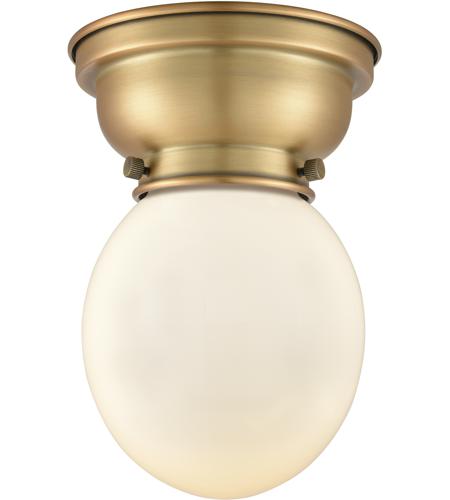 Innovations Lighting 623-1F-BB-G201-6 Aditi Beacon 1 Light 6 inch Brushed Brass Flush Mount Ceiling Light in Matte White Glass, Aditi