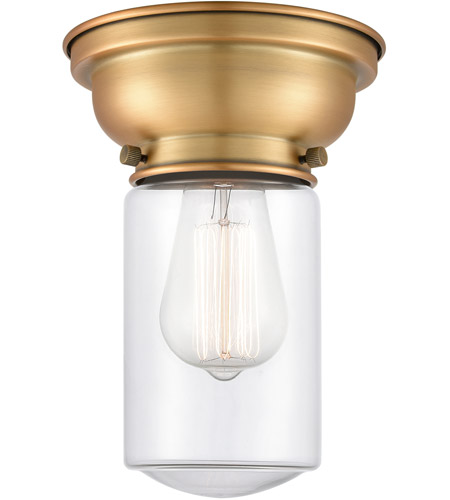 Innovations Lighting 623-1F-BB-G312-LED Aditi Dover LED 6 inch Brushed Brass Flush Mount Ceiling Light in Clear Glass, Aditi