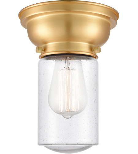 Innovations Lighting 623-1F-SG-G314-LED Aditi Dover LED 6 inch Satin Gold Flush Mount Ceiling Light in Seedy Glass, Aditi photo