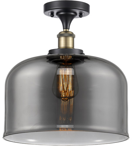 Innovations Lighting 916-1C-BAB-G73-L Ballston X-Large Bell 1 Light 8 inch Black Antique Brass Semi-Flush Mount Ceiling Light in Plated Smoke Glass