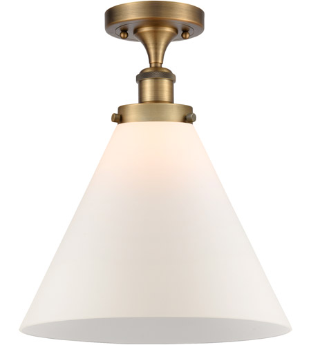 Innovations Lighting 916-1C-BB-G41-L Ballston X-Large Cone 1 Light 8 inch Brushed Brass Semi-Flush Mount Ceiling Light in Matte White Glass