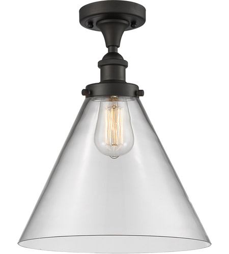 Innovations Lighting 916-1C-OB-G42-L-LED Ballston X-Large Cone LED 8 inch Oil Rubbed Bronze Semi-Flush Mount Ceiling Light in Clear Glass