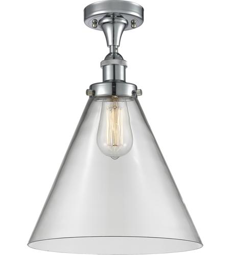 Innovations Lighting 916-1C-PC-G42-L-LED Ballston X-Large Cone LED 8 inch Polished Chrome Semi-Flush Mount Ceiling Light in Clear Glass