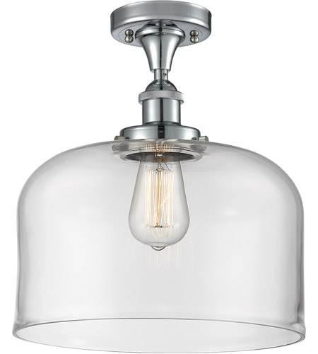 Innovations Lighting 916-1C-WPC-G72-L-LED Ballston X-Large Bell LED 8 inch White and Polished Chrome Semi-Flush Mount Ceiling Light in Clear Glass