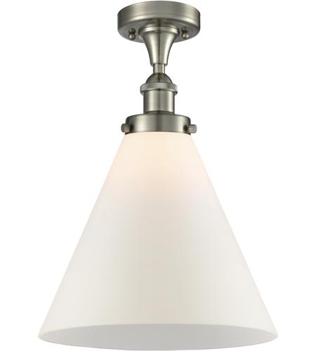 Innovations Lighting 916-1C-SN-G41-L-LED Ballston X-Large Cone LED 8 inch Brushed Satin Nickel Semi-Flush Mount Ceiling Light in Matte White Glass