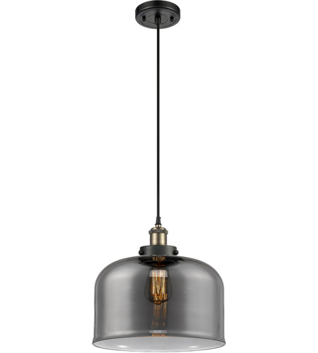 Innovations Lighting 916-1P-BAB-G73-L-LED Ballston X-Large Bell LED 12 inch Black Antique Brass Mini Pendant Ceiling Light in Plated Smoke Glass