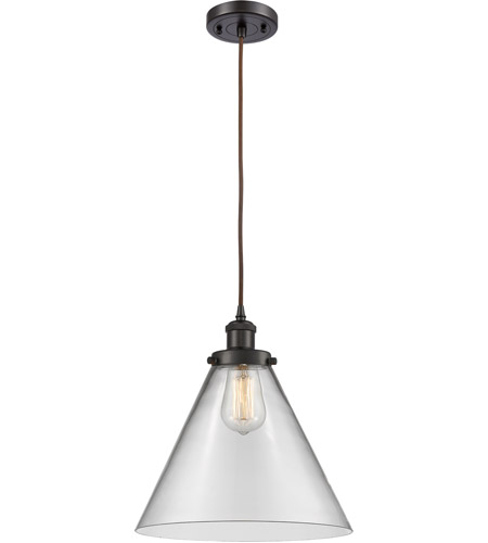 Innovations Lighting 916-1P-OB-G42-L-LED Ballston X-Large Cone LED 8 inch Oil Rubbed Bronze Mini Pendant Ceiling Light in Clear Glass
