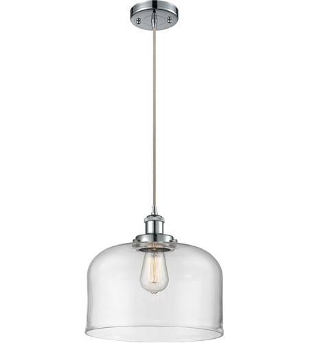 Innovations Lighting 916-1P-WPC-G72-L Ballston X-Large Bell 1 Light 12 inch White and Polished Chrome Mini Pendant Ceiling Light in Clear Glass