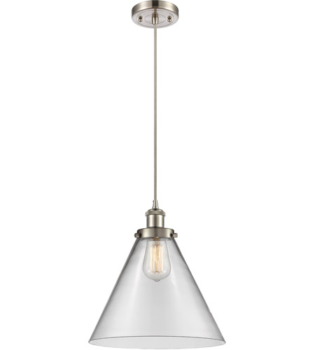 Innovations Lighting 916-1P-SN-G42-L Ballston X-Large Cone 1 Light 8 inch Brushed Satin Nickel Mini Pendant Ceiling Light in Clear Glass
