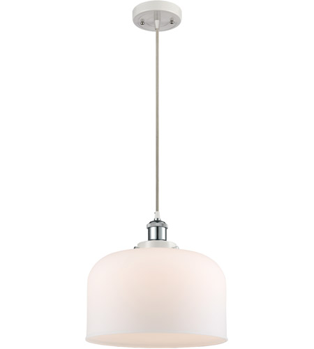 Innovations Lighting 916-1P-WPC-G71-L-LED Ballston X-Large Bell LED 12 inch White and Polished Chrome Mini Pendant Ceiling Light in Matte White Glass
