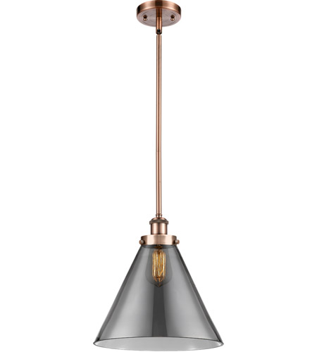 Innovations Lighting 916-1S-AC-G43-L Ballston X-Large Cone 1 Light 8 inch Antique Copper Pendant Ceiling Light in Plated Smoke Glass