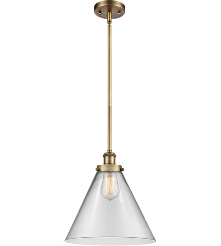 Innovations Lighting 916-1S-BB-G42-L Ballston X-Large Cone 1 Light 8 inch Brushed Brass Pendant Ceiling Light in Clear Glass