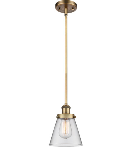 Innovations Lighting 916-1S-BB-G62 Ballston Small Cone 1 Light 6 inch Brushed Brass Pendant Ceiling Light in Clear Glass