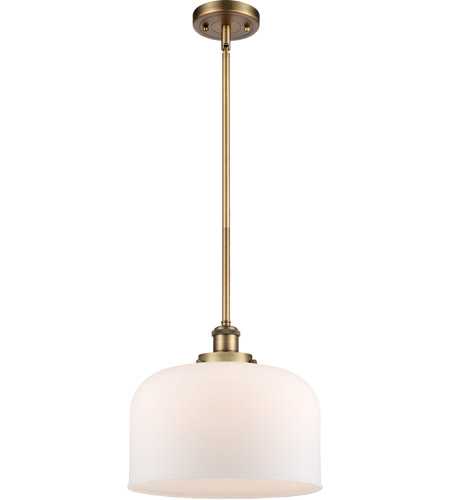 Innovations Lighting 916-1S-BB-G71-L-LED Ballston X-Large Bell LED 8 inch Brushed Brass Pendant Ceiling Light in Matte White Glass
