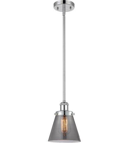 Innovations Lighting 916-1S-PC-G63-LED Ballston Small Cone LED 6 inch Polished Chrome Pendant Ceiling Light in Plated Smoke Glass, Ballston