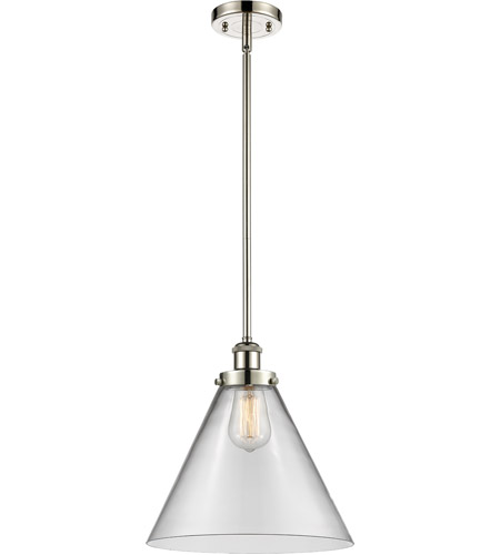 Innovations Lighting 916-1S-SN-G42-L Ballston X-Large Cone 1 Light 8 inch Brushed Satin Nickel Pendant Ceiling Light in Clear Glass