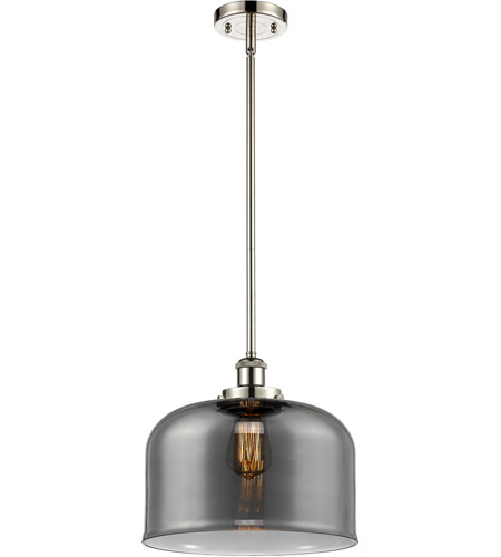 Innovations Lighting 916-1S-PN-G73-L-LED Ballston X-Large Bell LED 8 inch Polished Nickel Pendant Ceiling Light in Plated Smoke Glass photo